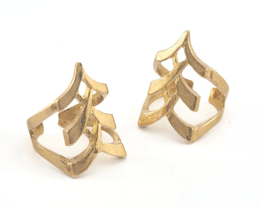 Adjustable Chevron Ring Raw brass (19mm 9US inner size) Oz3686