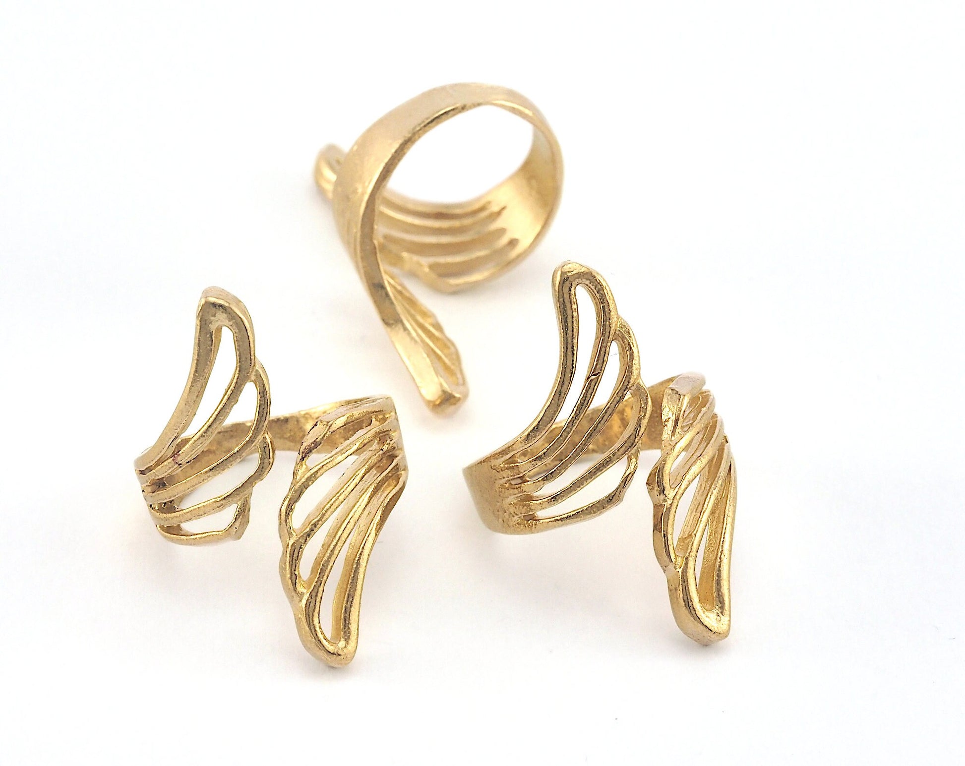 Wings Ring Adjustable Raw brass (18mm 8US inner size) Oz3689