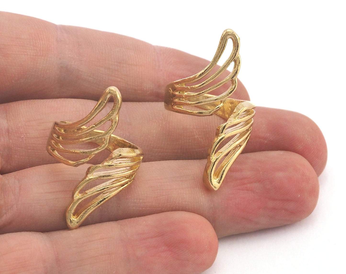 Wings Ring Adjustable Raw brass (18mm 8US inner size) Oz3689