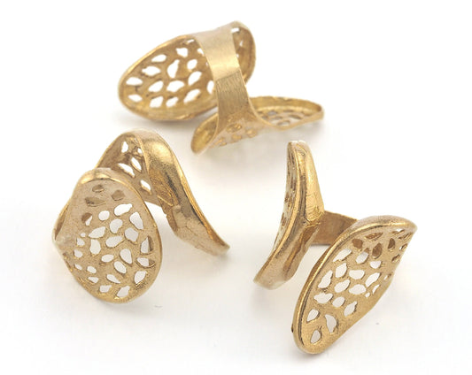 Sail - Wings Adjustable Ring Raw brass (18.5mm 8.5US inner size) Oz3693