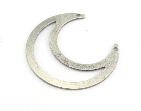 Antique Silver Plated Crescent Connector Charms Brass 42x39mm 0.8mm thickness Findings OZ3508-335