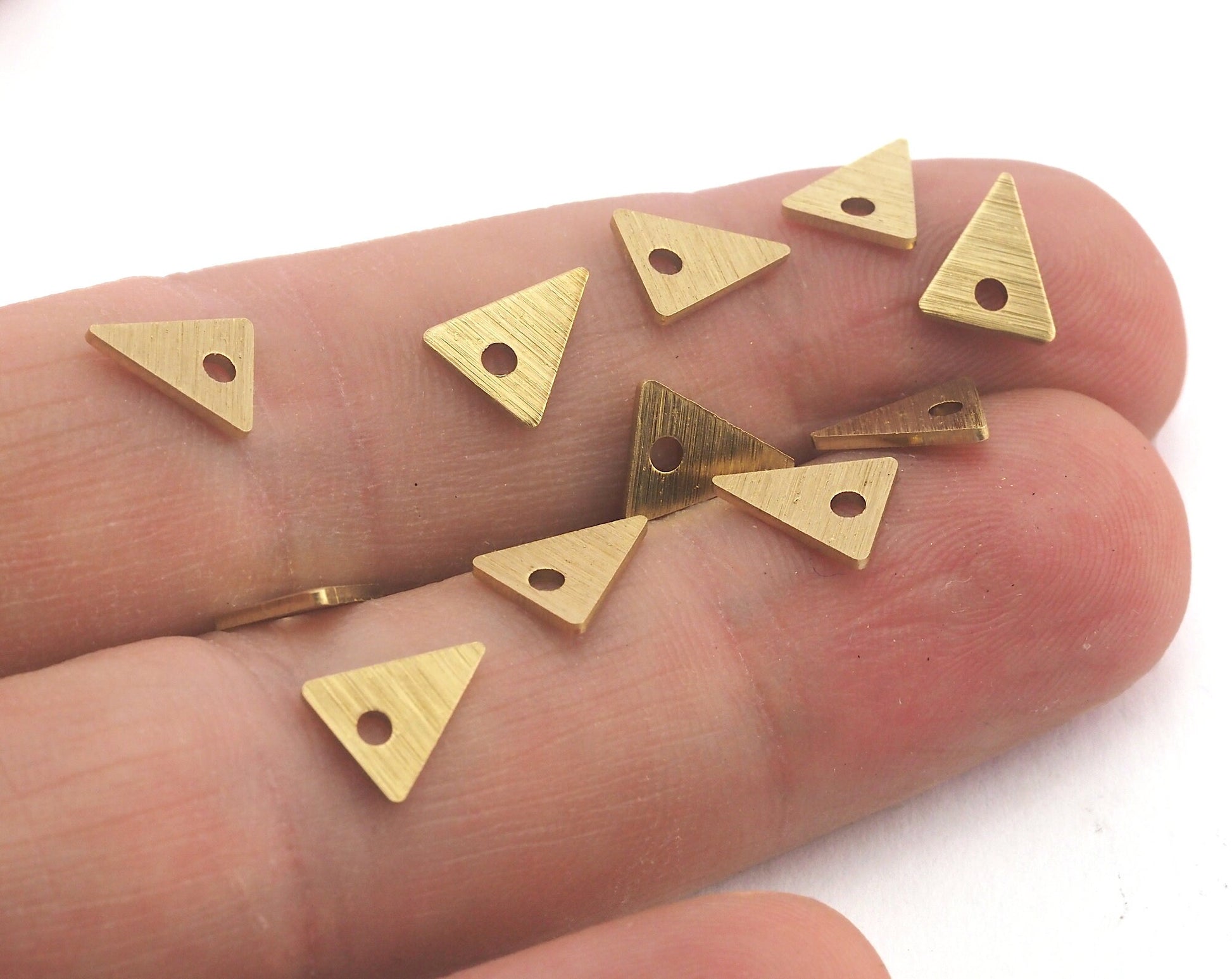 Brushed Triangle Small Charm Brass 8x7mm raw brass 1 hole findings 3712-20