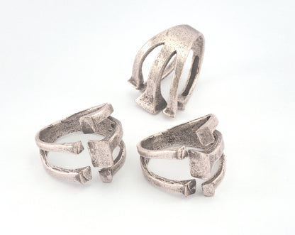 Adjustable Ring Antique Silver Plated brass (19.5mm 9.5US inner size) Oz3684