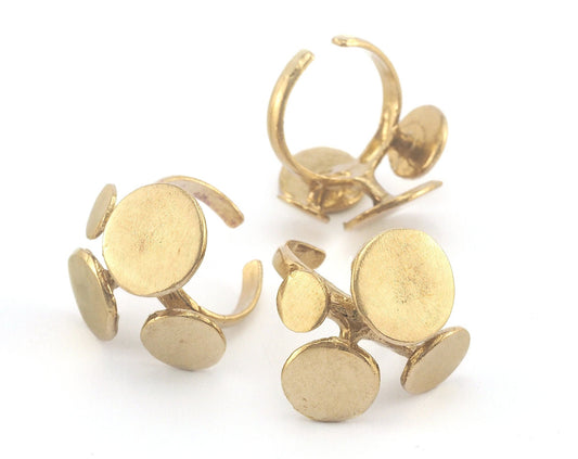 Signet Ring Circles Adjustable Ring Blank - raw brass (19mm 9US inner size - Adjustable ) Oz3678