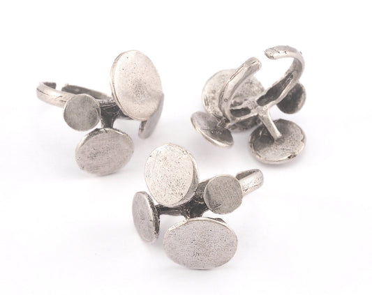 Signet Ring Circles Adjustable Ring Blank - Antique Silver Plated brass (19mm 9US inner size - Adjustable ) Oz3678