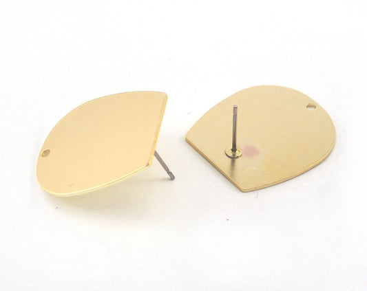 Semi Circle Earring Stud Posts raw brass 25mm 3729