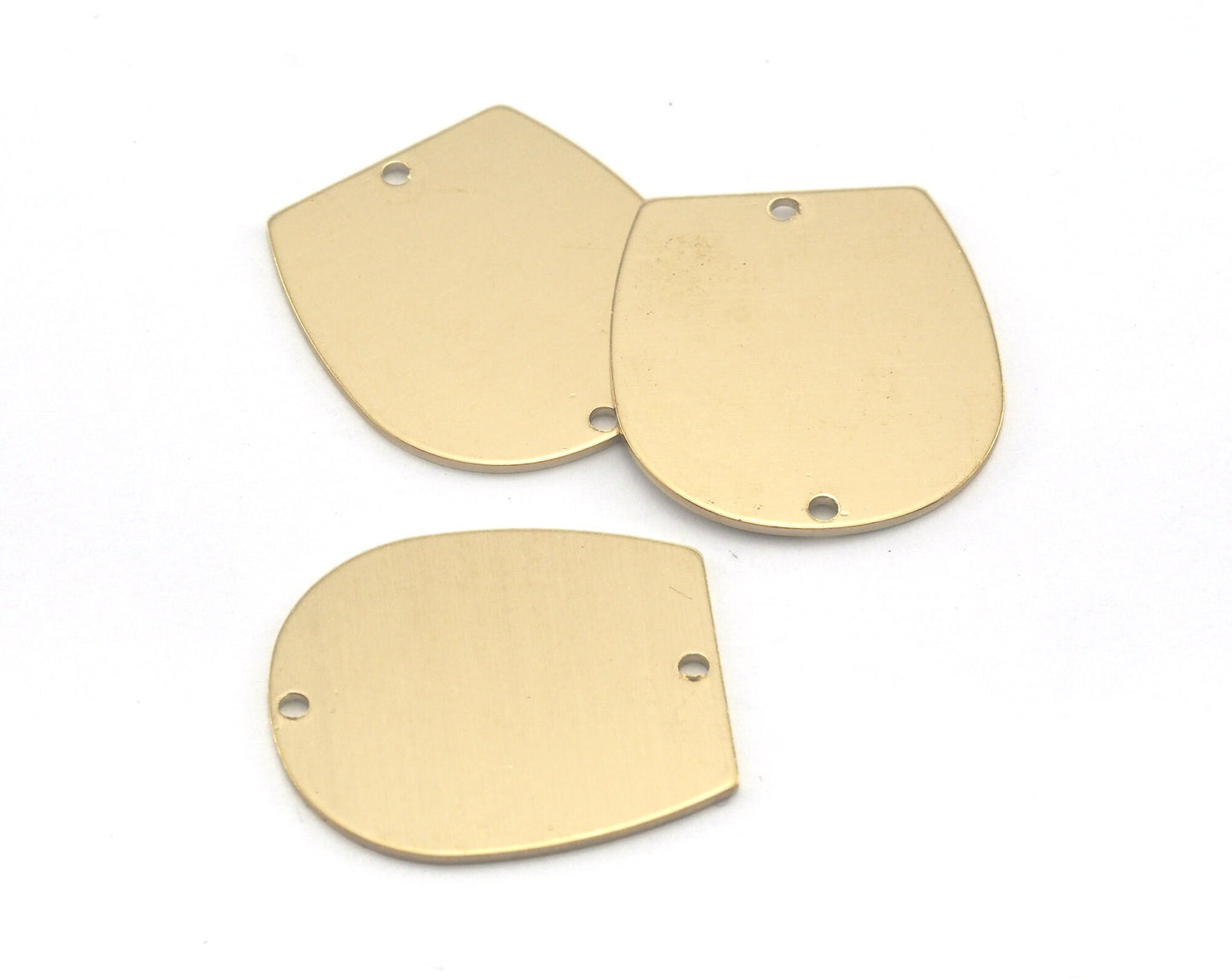 Oblong Oval shape semi circle 25x22.5x0.8mm 2 hole raw brass findings scs oz3733-330