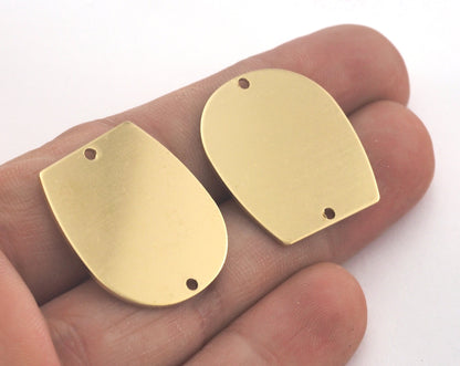Oblong Oval shape semi circle 25x22.5x0.8mm 2 hole raw brass findings scs oz3733-330