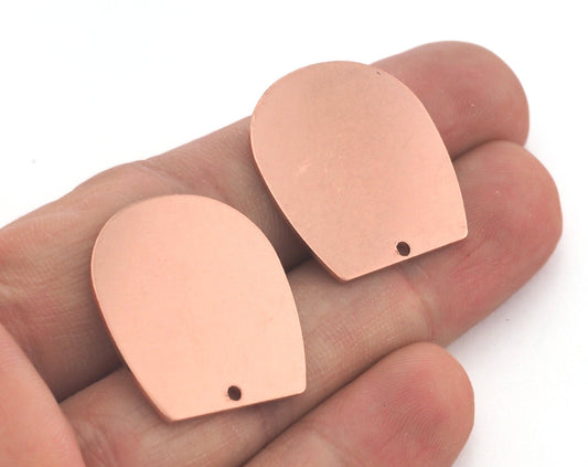 Oblong Oval shape semi circle 25x22.5x0.8mm 1 hole raw Copper findings scs oz3735-341