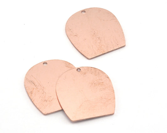 Oblong Oval shape semi circle 25x22.5x0.8mm 1 hole raw Copper findings scs oz3736-341