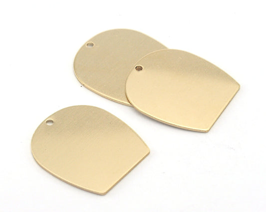Oblong Oval shape semi circle 25x22.5x0.8mm 1 hole raw brass findings scs oz3736-330