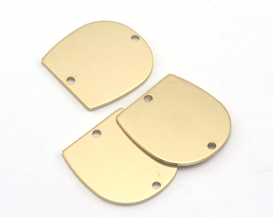 Oblong Oval shape semi circle 20x19.5x0.8mm 2 hole raw brass findings scs oz3737-240