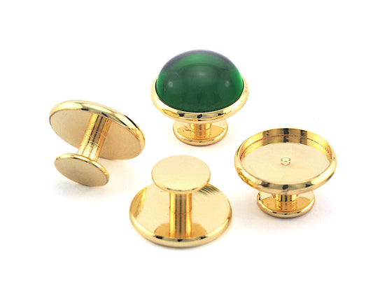 Gold plated brass cufflink 16x9mm 14mm setting Brass Studs, Shirt Collar Tuxedo Stud, Oz3656