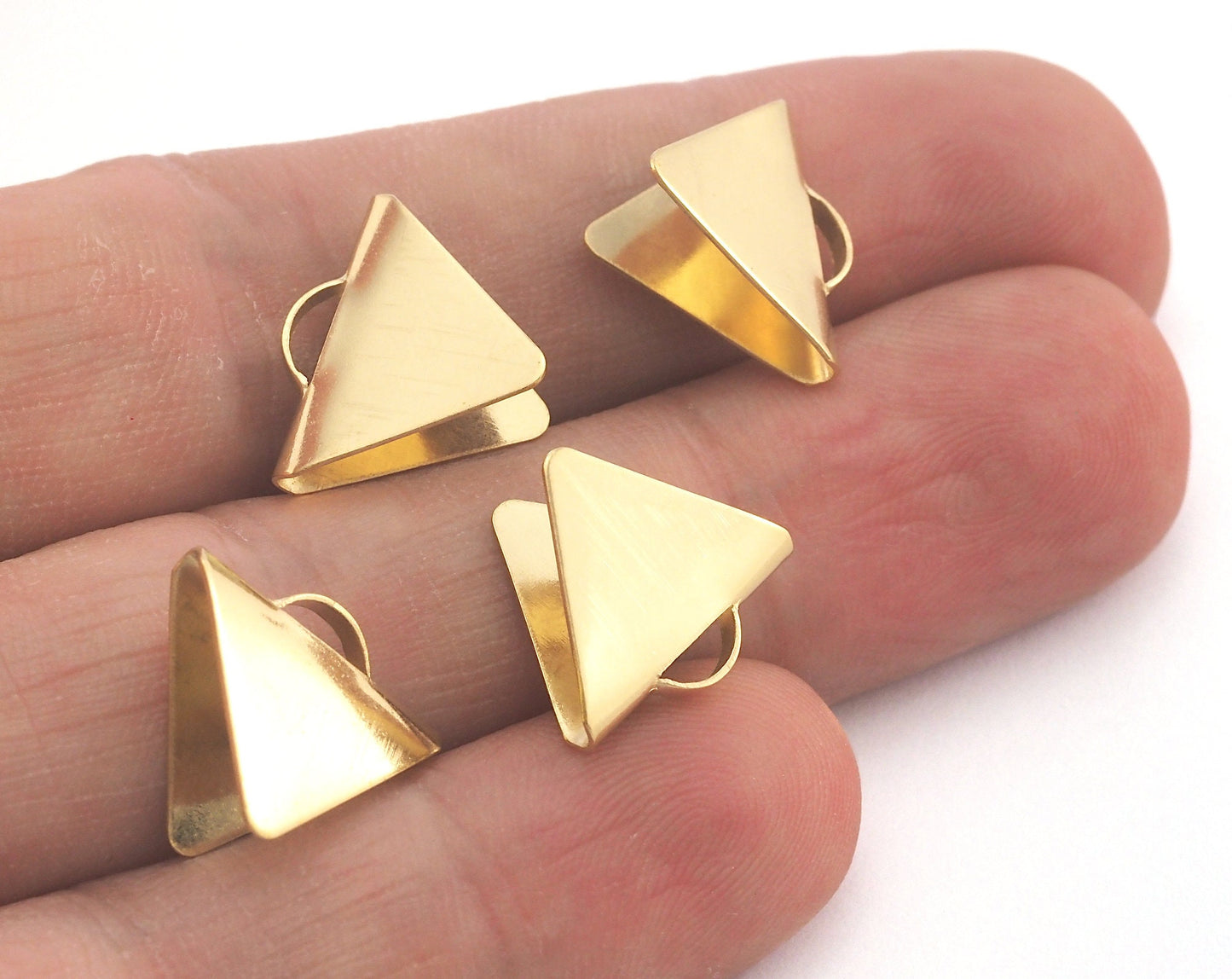 Crimp Triangle findings with Loop 15x13mm Raw brass Ribbon Crimp cap tassel holder OZ3747