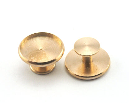 Raw brass cufflink 16x9mm 14mm setting Brass Studs, Shirt Collar Tuxedo Stud, 3656