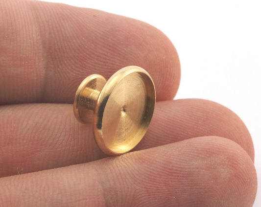 Raw brass cufflink 16x9mm 14mm setting Brass Studs, Shirt Collar Tuxedo Stud, 3656