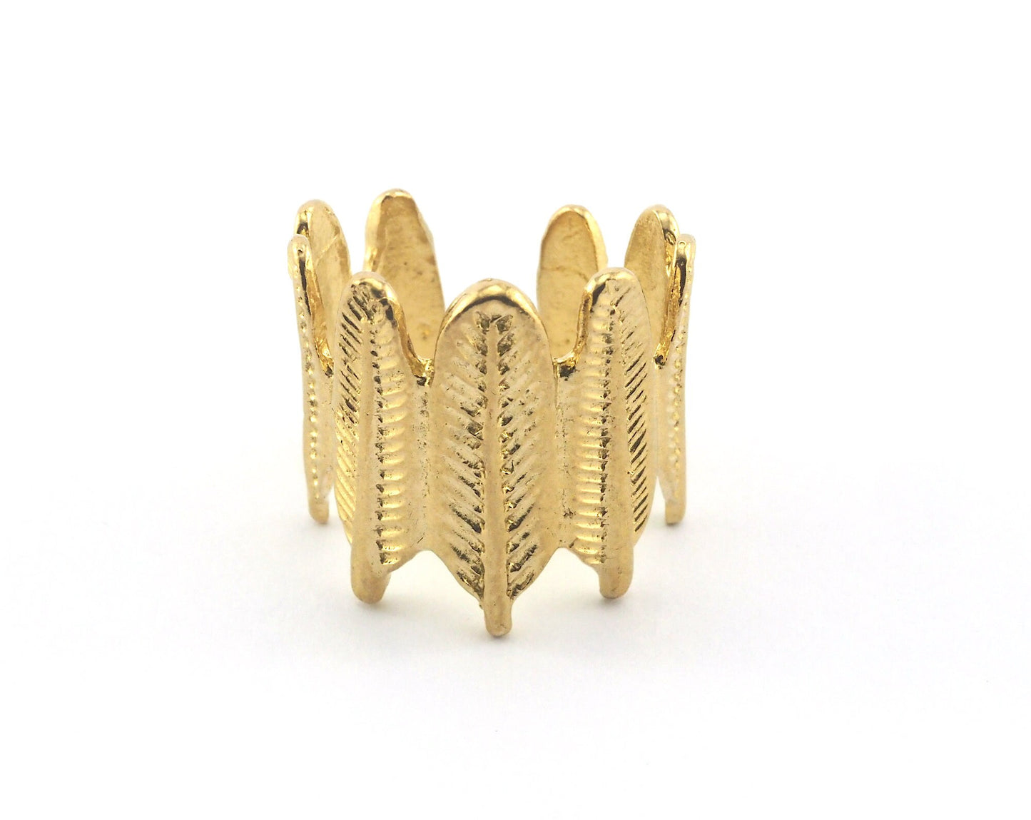 Feather Adjustable Ring Raw brass (18.5mm 8.5US inner size) OZ3213 ring21