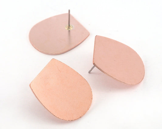 Earring Stud Posts Semi circle raw copper 25mm 3752