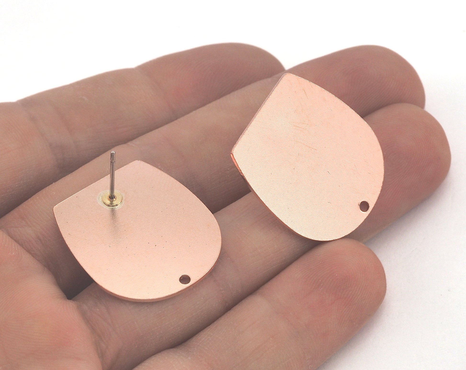 Earring Stud Posts Semi circle raw copper25mm 3729