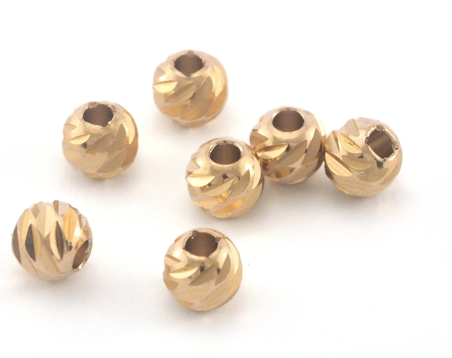 Beads Faceted raw Brass Sphere 6mm (hole 2mm 12 gauge) Charms Findings spacer beads bab2 oz3757