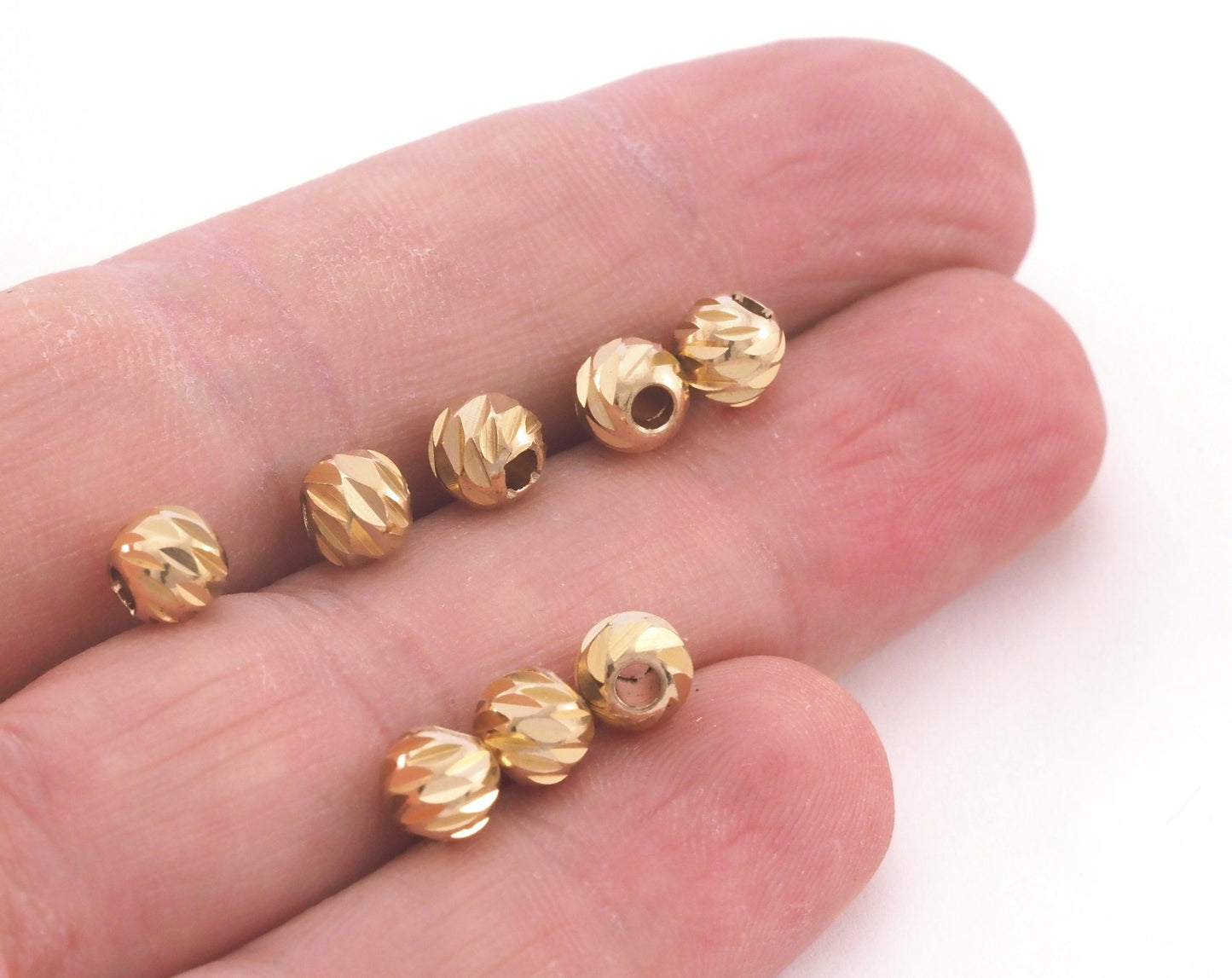 Beads Faceted raw Brass Sphere 6mm (hole 2mm 12 gauge) Charms Findings spacer beads bab2 oz3757