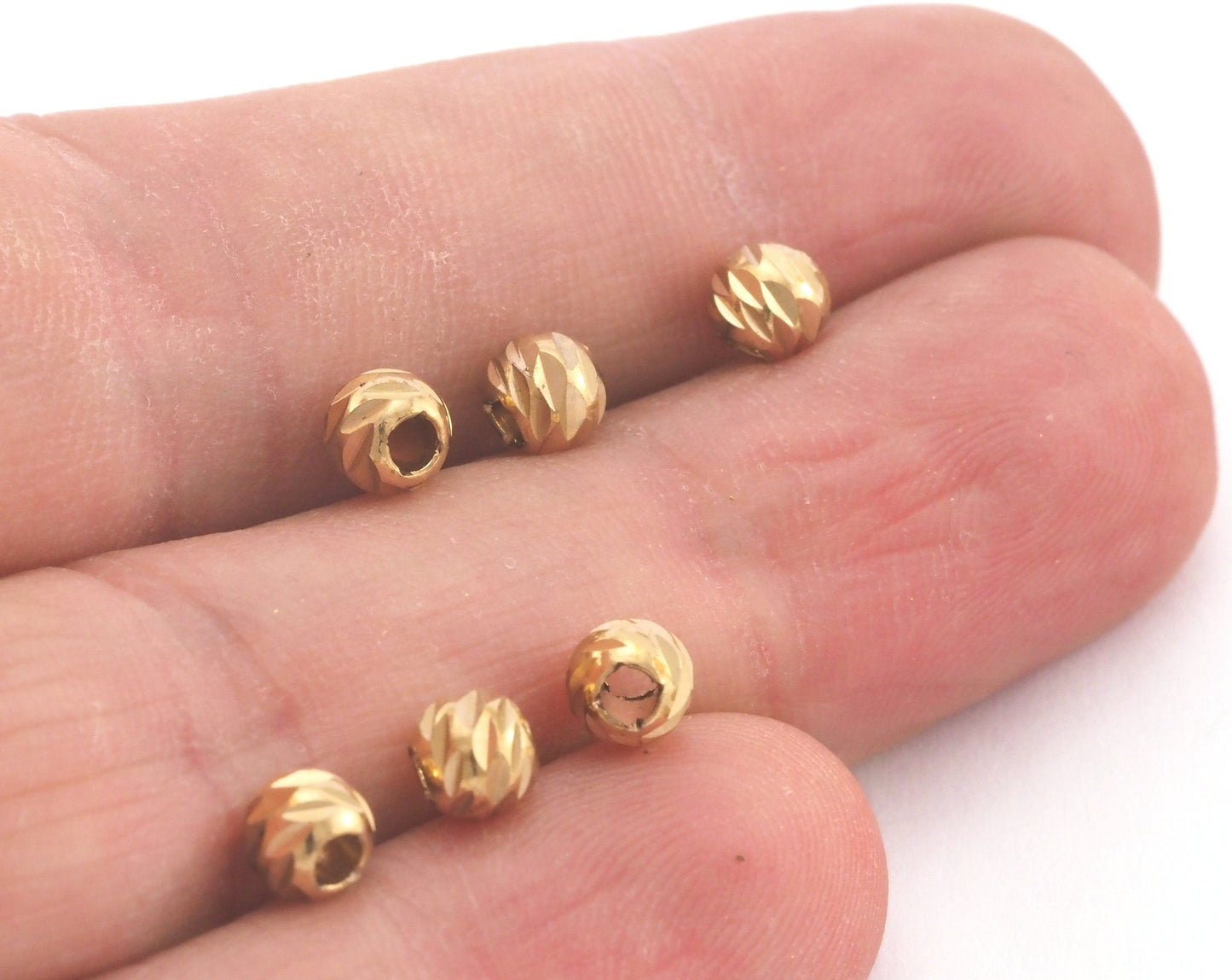 Streaked Beads Faceted raw Brass Sphere 5mm (hole 2mm 12 gauge) Charms Findings spacer beads bab2 oz3758