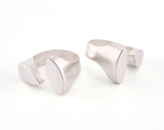 Ring Adjustable Ring Silver Plated brass (18mm 7.5US inner size - Adjustable ) Oz3196