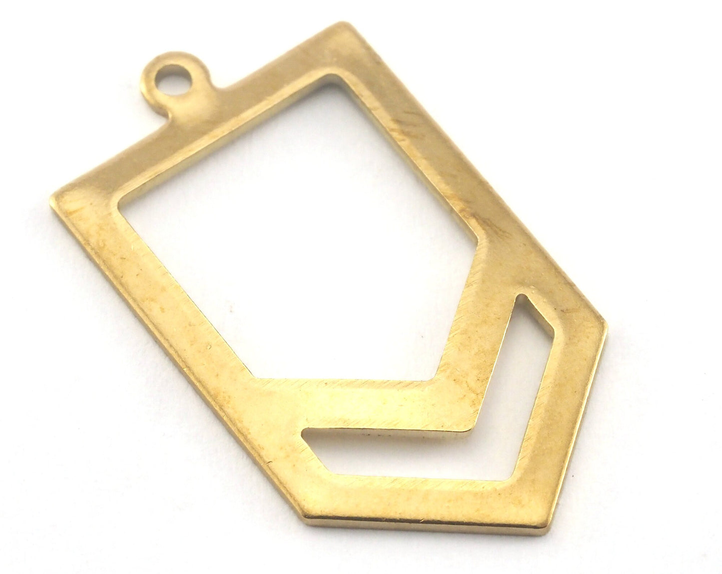 Irregular pentagon raw brass 15x26.5 hole necklace ,charms, ,findings 3771-115
