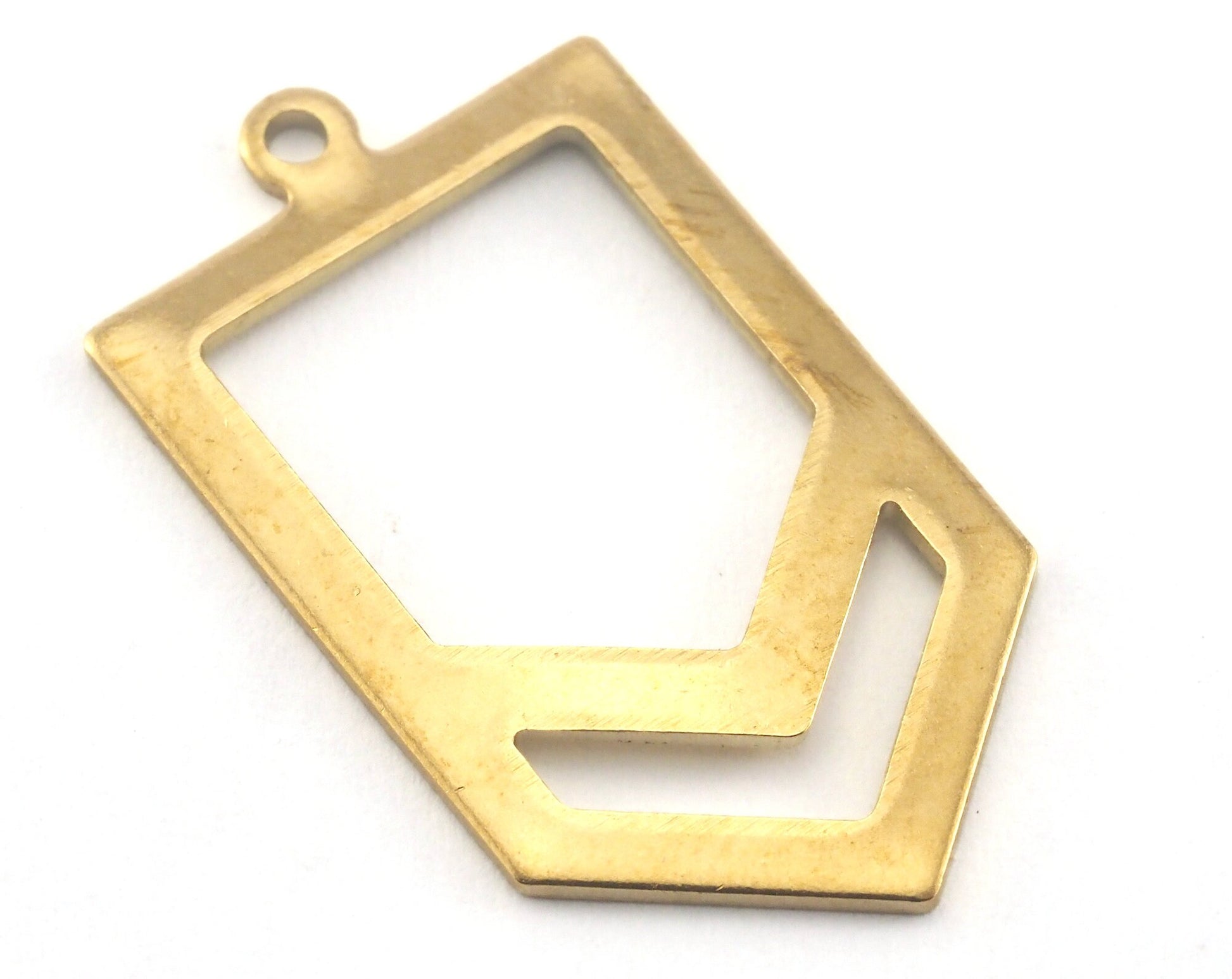Irregular pentagon raw brass 15x26.5 hole necklace ,charms, ,findings 3771-115