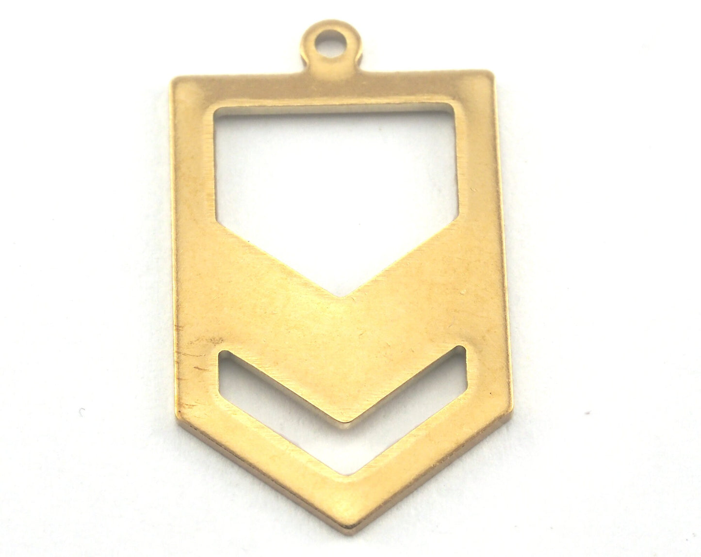 Irregular pentagon raw brass 15x26.5 hole necklace ,charms, ,findings 3763-140