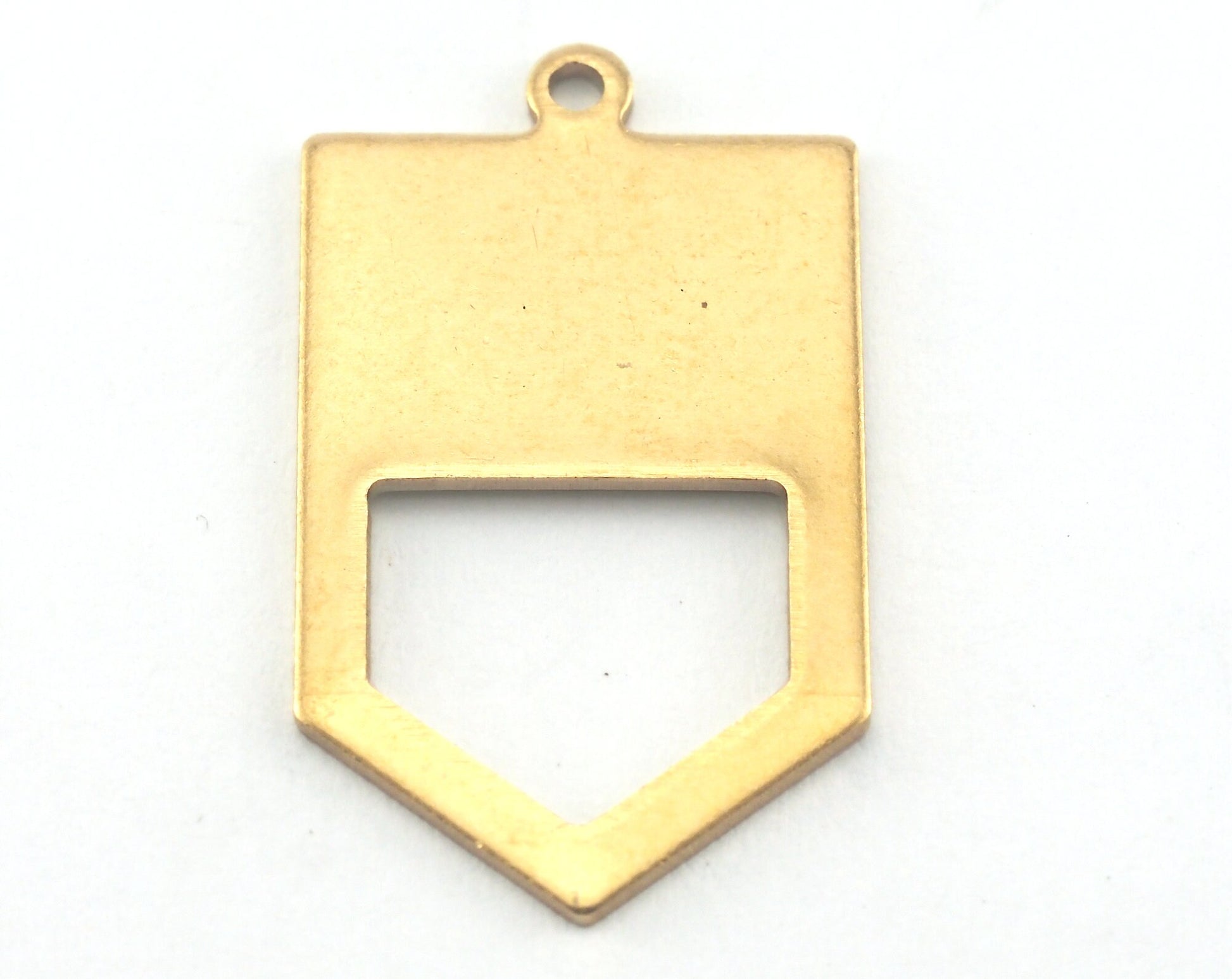 Irregular pentagon raw brass 15x26.5 hole necklace ,charms, ,findings 3761-160