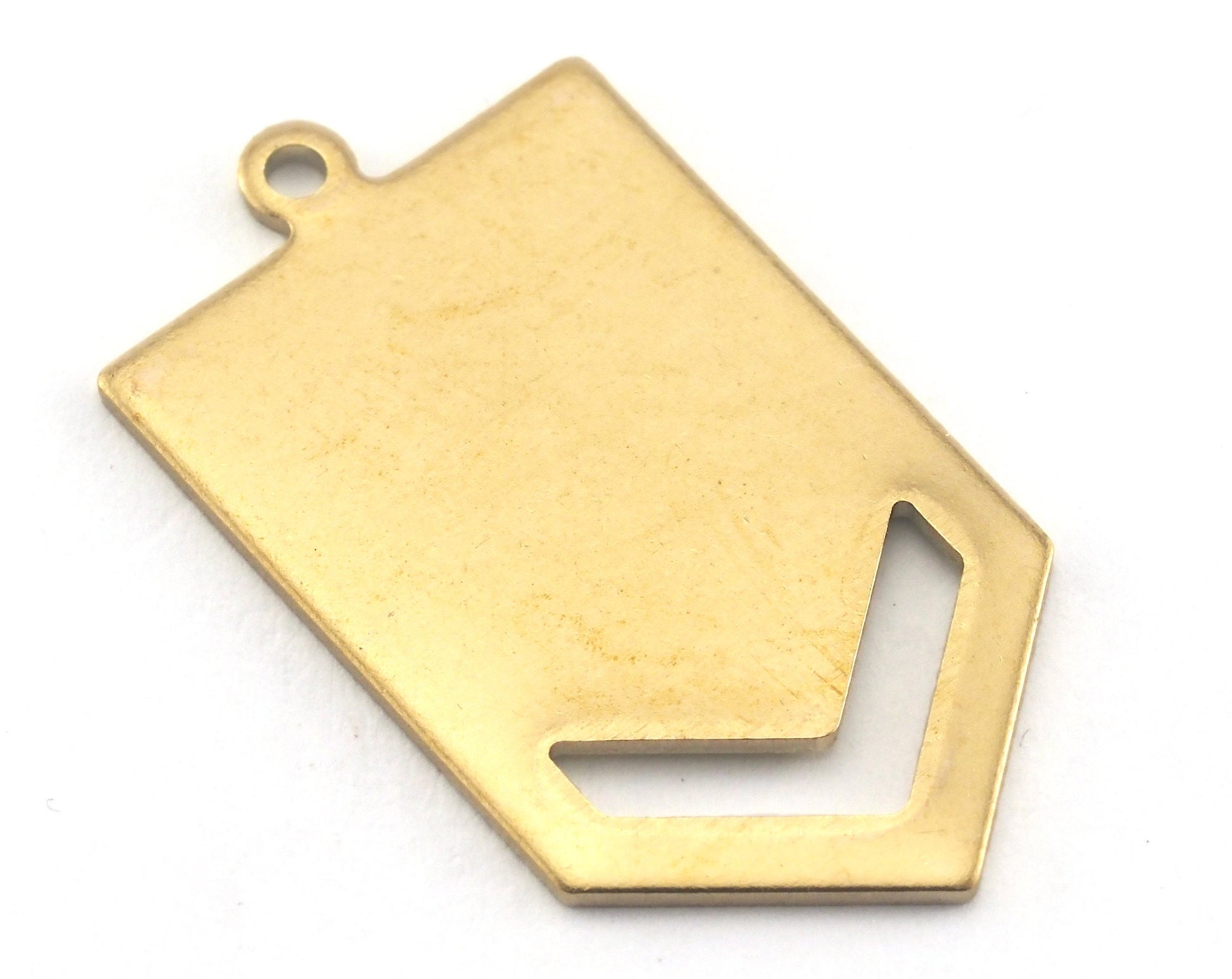 Irregular pentagon raw brass 15x26.5 hole necklace ,charms, ,findings 3762-205