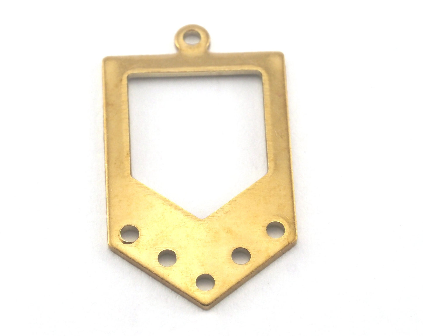 Irregular pentagon raw brass 15x26.5 hole necklace ,charms, ,findings 3767-125
