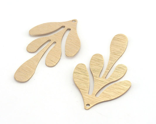 Brushed Leaf shape charms 46x26mm streaked raw brass Charms oz3670