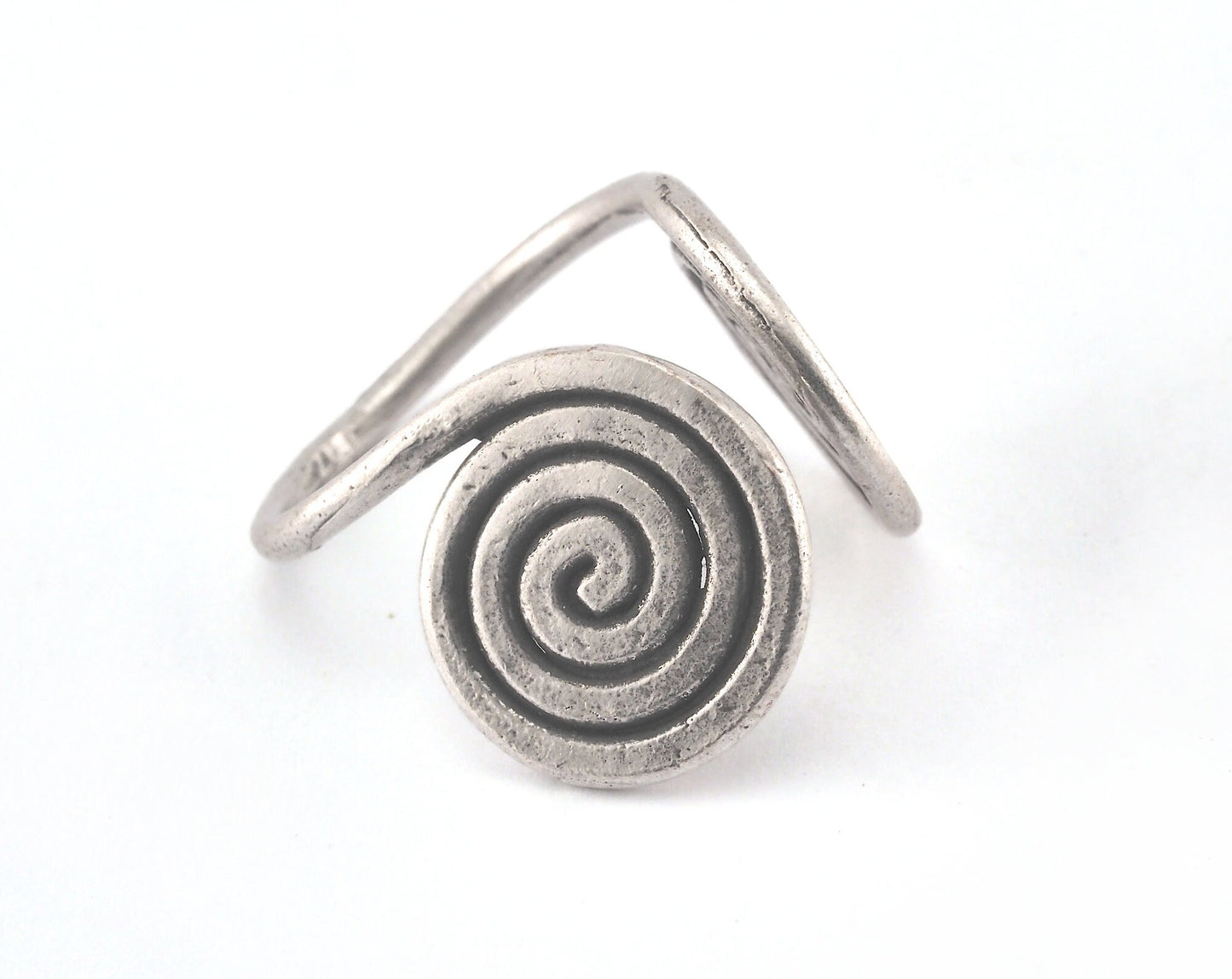 Spiral Ring Antique Silver Plated Adjustable Ring brass (18mm 8US inner size) Oz3191