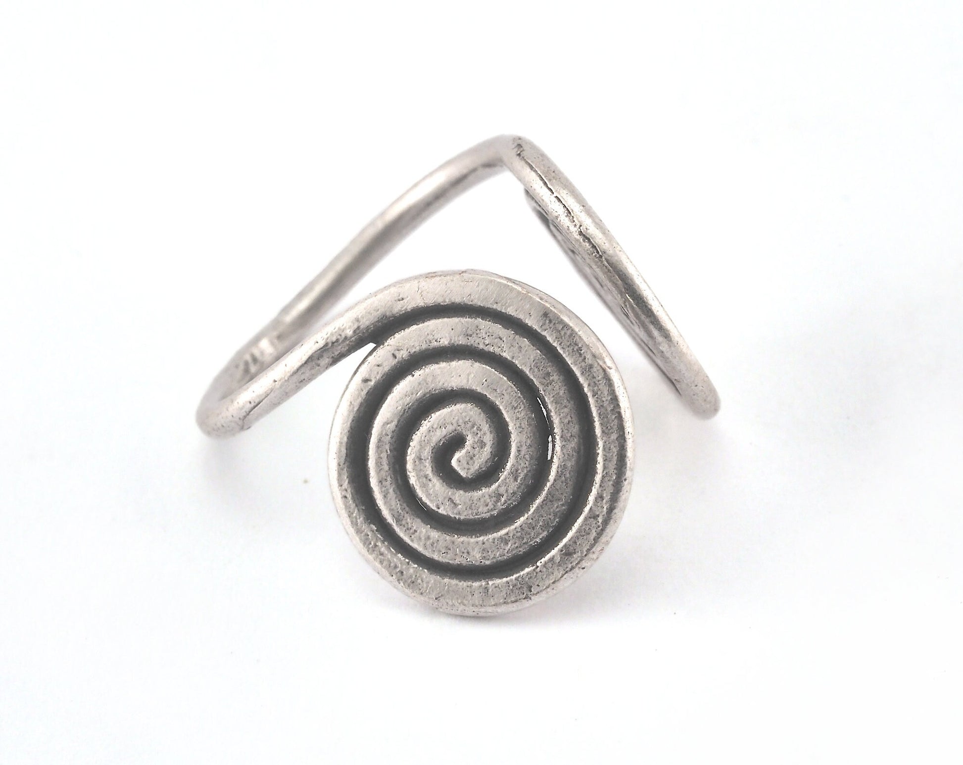 Spiral Ring Antique Silver Plated Adjustable Ring brass (18mm 8US inner size) Oz3191