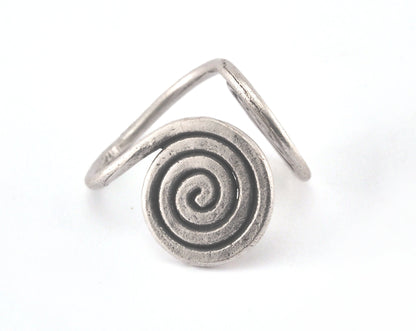 Spiral Ring Antique Silver Plated Adjustable Ring brass (18mm 8US inner size) Oz3191