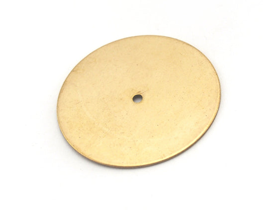 Circle Tag 25mm Middle Hole (1.5mm) Raw Brass (0.5mm thickness) Findings Charms 2400-200