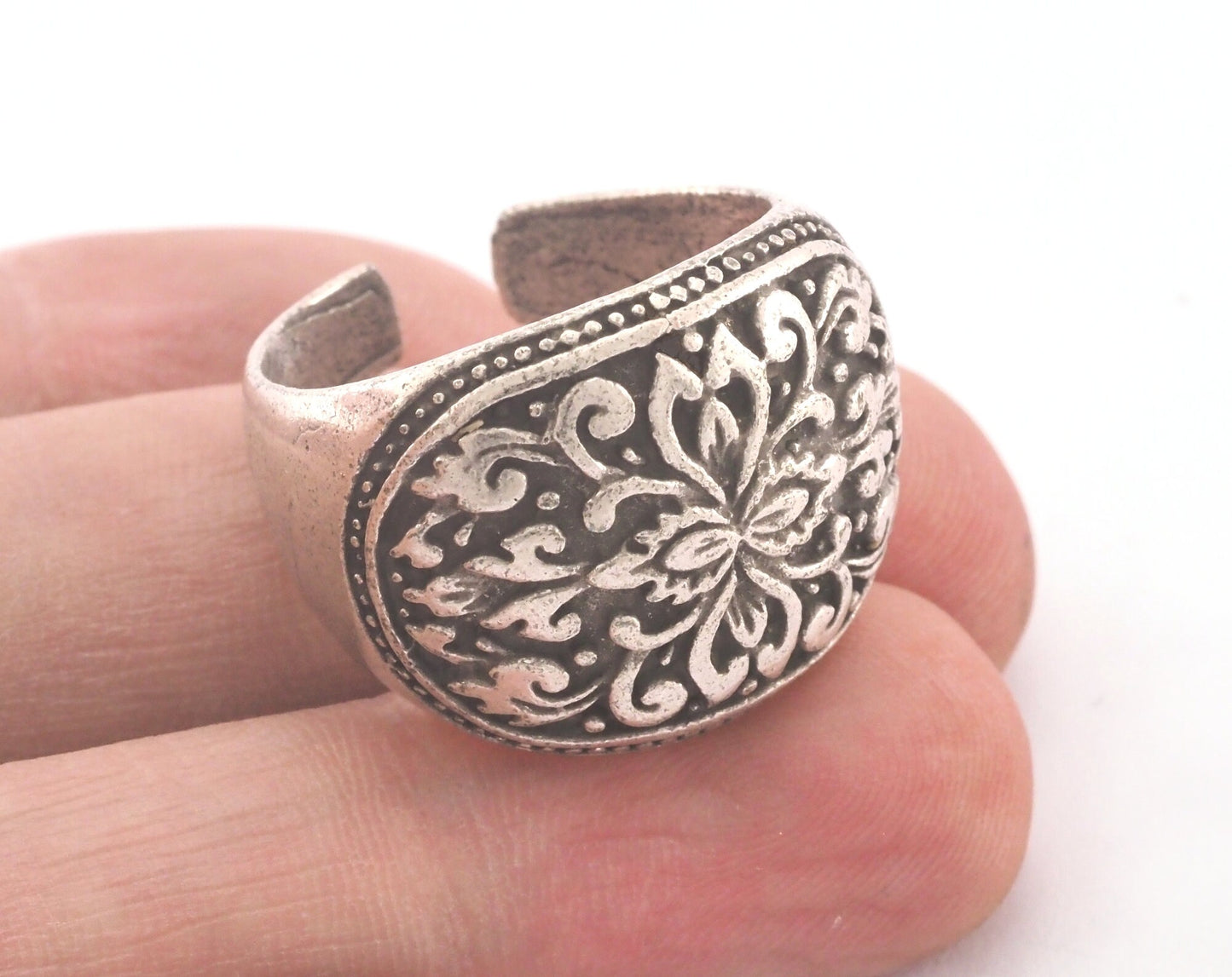 Adjustable Ring Antique Silver Plated brass (21mm 11US inner size) OZ2132 Ring26