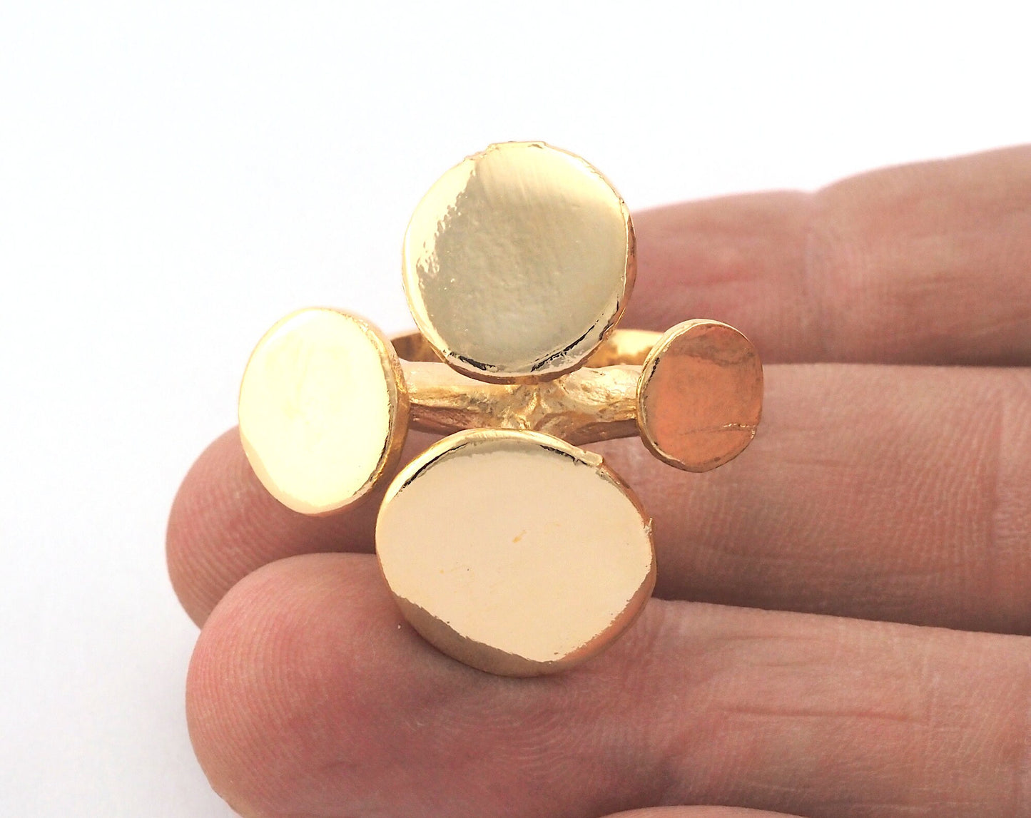 Signet Ring Circles Adjustable Ring Blank - Gold Plated brass (19mm 9US inner size - Adjustable ) Oz3678