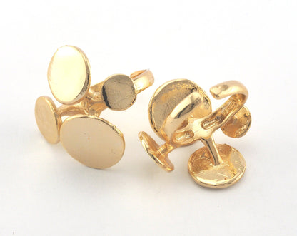 Signet Ring Circles Adjustable Ring Blank - Gold Plated brass (19mm 9US inner size - Adjustable ) Oz3678