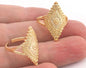 Rhombus Adjustable Ring Gold Plated brass (17.5mm 7US inner size) OZ3339