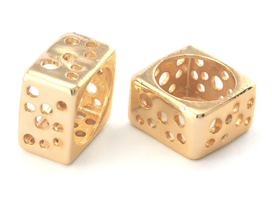Square Cube Ring Perforated Gold plated brass (Optional Size) Oz3694-3695-3696