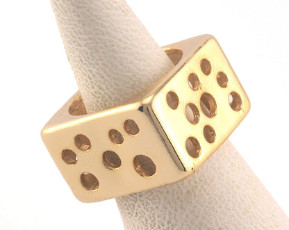 Square Cube Ring Perforated Gold plated brass (Optional Size) Oz3694-3695-3696