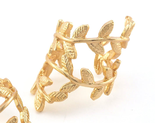 Leaf Adjustable Shiny Gold Plated brass (18mm 8US inner size) OZ2821
