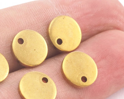 Circle tag 10mm 1 hole raw brass charms, 1.5mm thickness s146