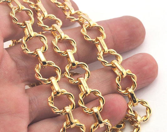 Link Fantasy Chain Gold Plated Alloy ring : 12mm OZ1365