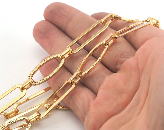 Link Fantasy Chain Gold Plated Alloy 9.5x32mm oval : 28x13mm OZ1840