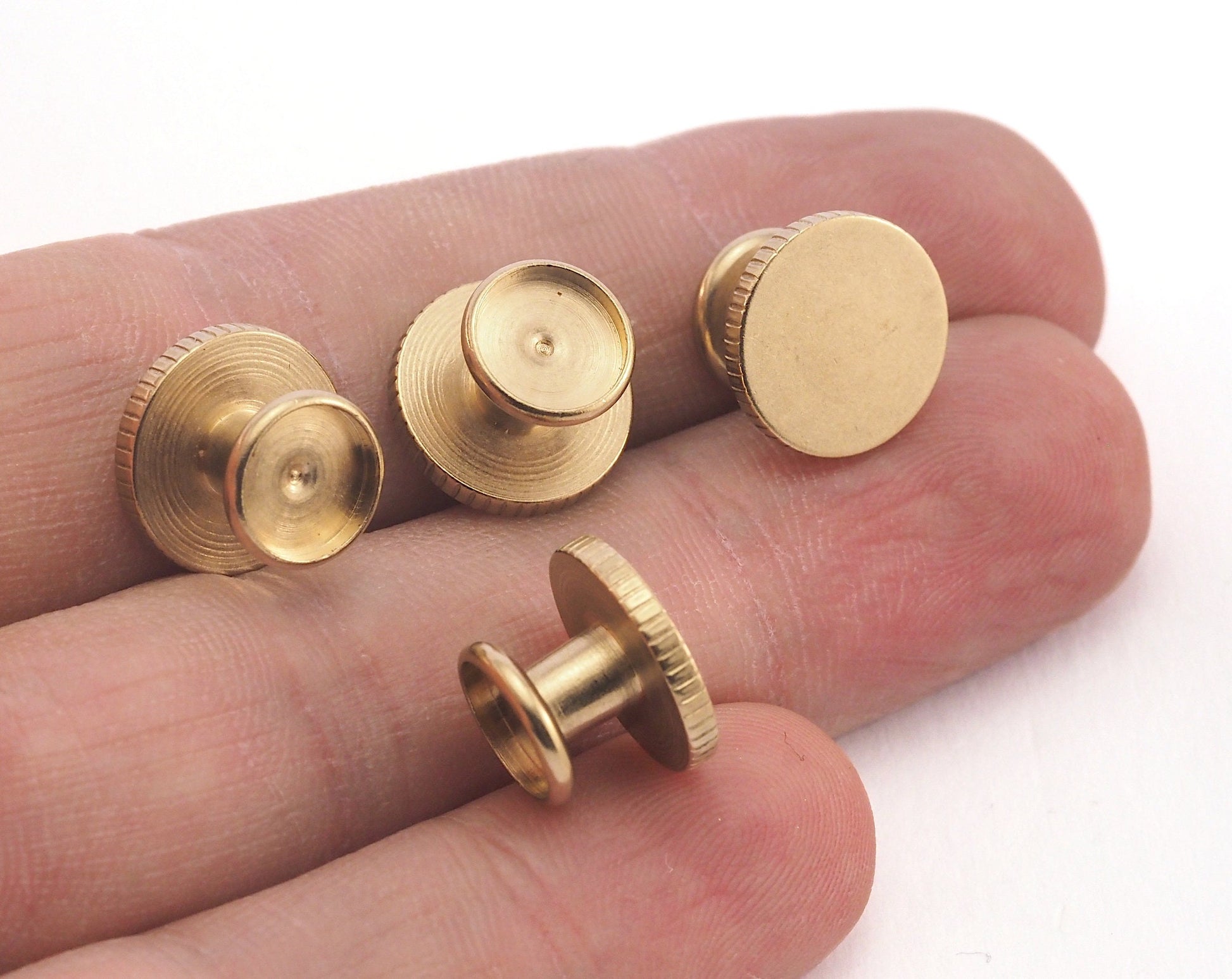 Brass cufflink, 12x8mm 7mm setting Raw brass Shirt Collar Tuxedo Stud 3677