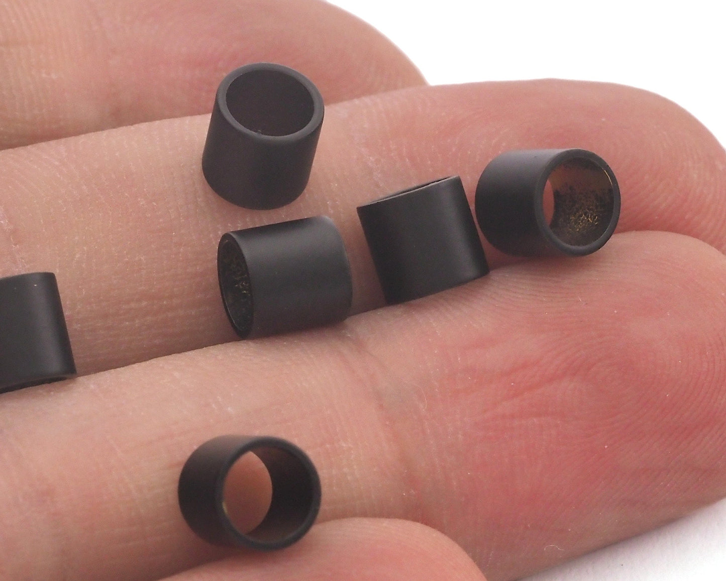 Tube Black Painted brass 6x6mm (hole 5mm) charms, findings spacer bead bab5 ttt6 2159-41